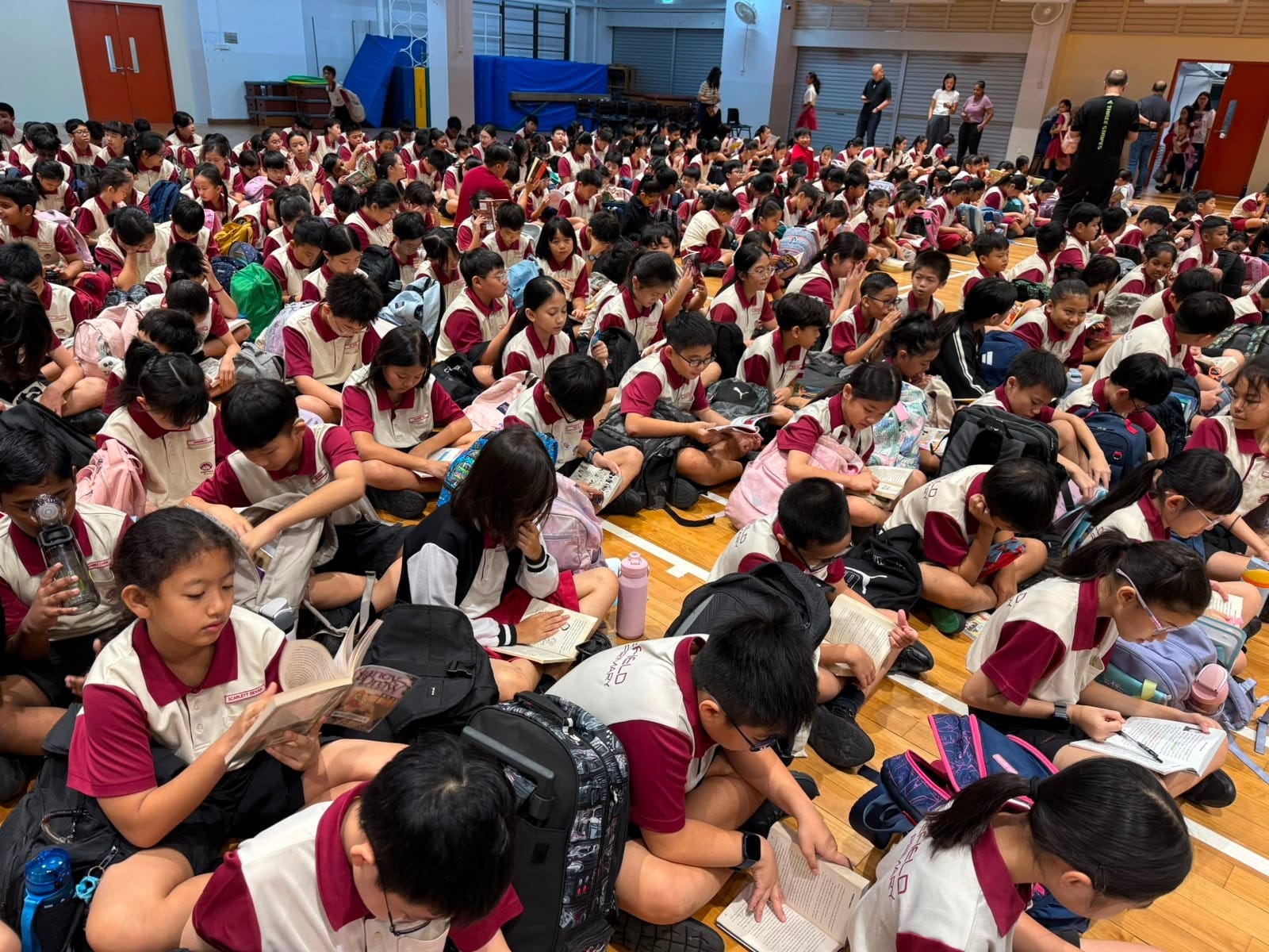 Our students came together in the hall for a silent reading session as part of Read for Books 20